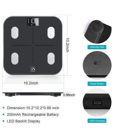 FITINDEX Smart Body Fat Scale | BMI Bathroom Scale with App | Digital Body Composition Analyzer | Rechargeable Weight Monitor - Buy Online on GoSupps.com