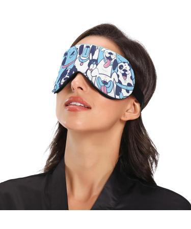 Sleep Mask Cute Dogs Blue Breathable Comfortable to Weighted Sleeping for Women Man Kids Conforms to Eye Contour Shape Adjustable Elastic Strap - Buy Online on GoSupps.com