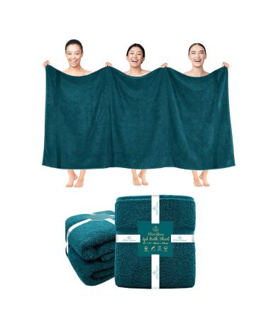 Pearl Linens Cotton Bath Sheet Pack of 2, Oversize Bath Towels Two Pack, Quick Dry, Absorbant, Super Soft Bath Sheet for Hotel, Spa | Teal Bath Sheet, Bath Towel 35 X 70 inches Bath Sheet - Pk 2 Teal