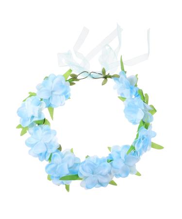 Healeved 1pc Simulated Flower Headband Elegant Lifelike Wreath Garland Headband Headwear Blue