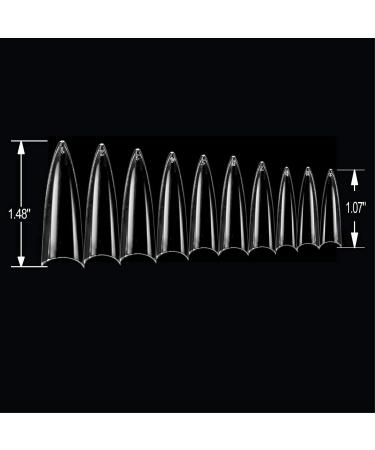 BeYou Clear Long Stiletto 500pcs False Gel Nail Tips Set with Case - 10 Sizes | Nail Salon Quality | 28512 - Buy Online on GoSupps.com