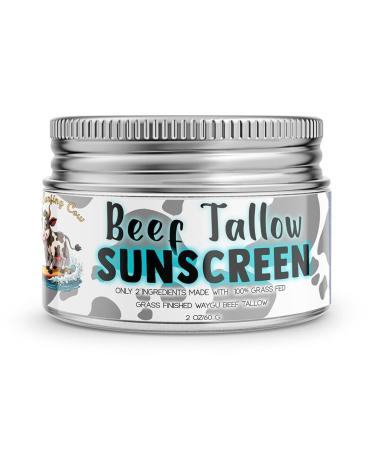Get Wavy Organics Beef Tallow Sunscreen SPF 30 Organic Mineral Sunblock with Zinc Oxide | Non-Greasy 2-in-1 Moisturizer & Sunscreen | Natural UV Protection for Face and Body | 2 oz