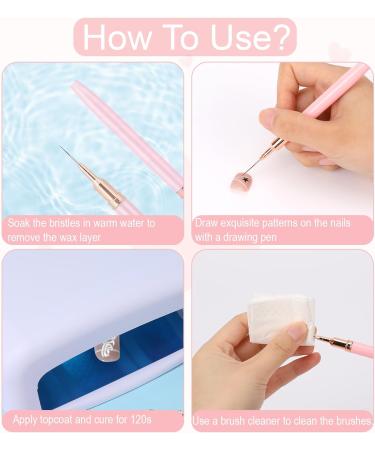 Nail Art Liner Brushes Set - 5Pcs Painting, Dotting, and Detailing Tools for Fine Nail Art Designs in Pink - Buy Online on GoSupps.com