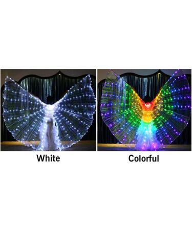LED Isis Wings Glow Costume | Large Belly Dance Wings with Sticks | Carnival Halloween Performance Clothing (White) - Buy Online on GoSupps.com