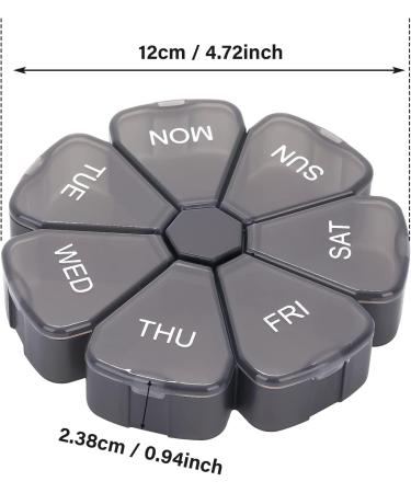 Large Weekly Pill Organizer - 7 Day Portable Vitamin & Supplement Box | Black Pill Case for Pills & Flower Medicine - Buy Online on GoSupps.com