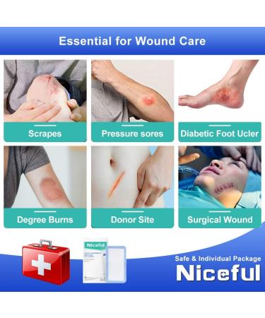 Niceful Super Absorbent Dressing 4 x 8 - Non-Stick Large Surgical Pads for Wound Care - 10 Individually Packed Dressings - Buy Online on GoSupps.com