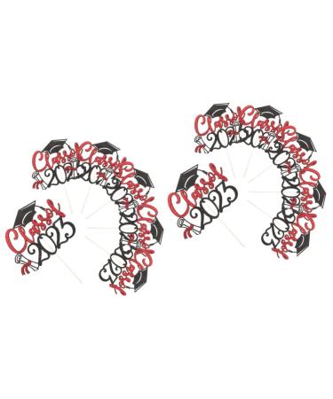 SEWACC 12 Pcs 2023 Graduation Arrangements Graduation Party Decorations Graduation Cake Toppers Congrats Grad 2023 Graduation Dessert Grad Cake Decorations Cupcake Ornaments Flash Plug-in Redx2pcs 16.8X13CMx2pcs