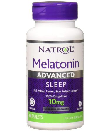 Natrol Advanced Sleep Melatonin Tablets Maximum Strength 10 mg 60 ea (Pack of 8)