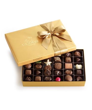 Godiva Chocolatier Assorted Chocolate Gold Gift Box Classic Ribbon 36 Pieces
