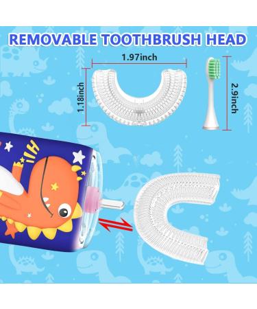 Kids Electric U-Shaped Ultrasonic Toothbrush - 2 Brush Heads, 6 Cleaning Modes, Cartoon Design - Birthday Gift (4-Orange) - Buy Online on GoSupps.com