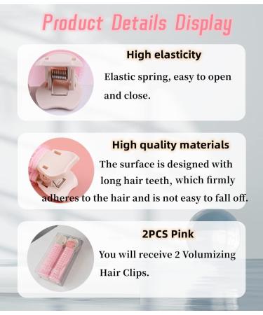 Volumizing Hair Clips Hair Fluffy Artifact Non Marking Curly Hair Clip Styling Bangs Clip Hair Root Fluffy Clip Top Curly Hair Clip Bang Styling Hair Clip Headwear(2PCS Pink) - Buy Online on GoSupps.com