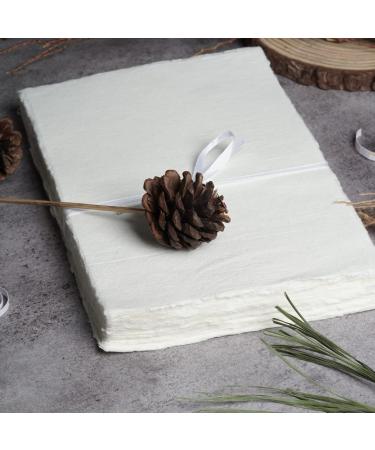 Rough Textured Watercolor Paper 7.5x11.5 - 150GSM Handmade Deckle Edge Paper - Off-White Virgin Egyptian Cotton - 50 Sheets by Leather Village - Buy Online on GoSupps.com