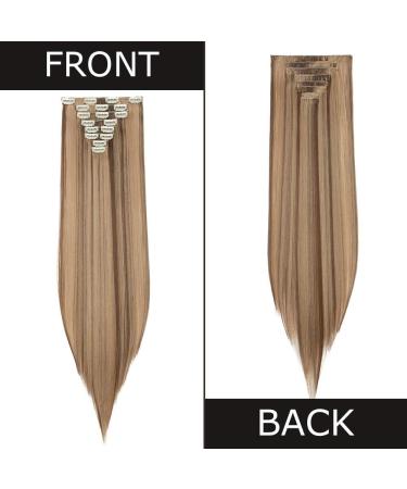 26 Clip in Hair Extensions #Ash&Dark Blond - Synthetic 8pcs Long Straight Hairpiece for Full Head - 26 Inch #Ash&Dark Blond - Buy Online on GoSupps.com