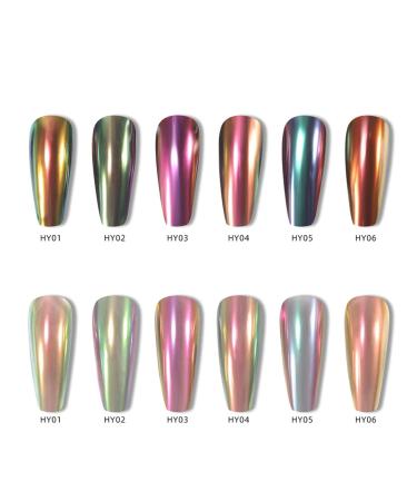 Air Cushion Nail Powder Pen - 6 Pcs Holographic Chrome Glitter for Long Lasting Manicure | Aurora Pearlescent Tools 0.5g/Box - Buy Online on GoSupps.com