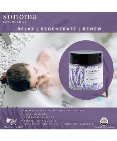 Sonoma Lavender Bath Salt - Lavender Scent Epsom Salt & Essential Oil for Stress Relief & Skin Nourishment | 16oz Spa Treatment - Buy Online on GoSupps.com