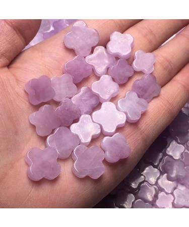 Natural Crystal Rough Natural Stone Natural Kunzite Crystal Stone Purple Carved Crystal Heart Moon Star Gem Fashion Carved Gifts (Color : Clover Size : 1pcs) 1pcs Clover
