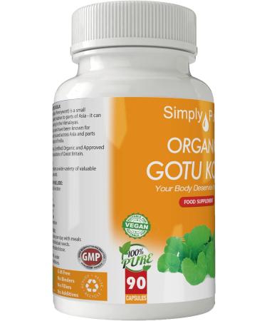Organic Gotu Kola Capsules x 90 (500mg) - Soil Association Certified, Gluten Free, Vegan - Buy Online on GoSupps.com