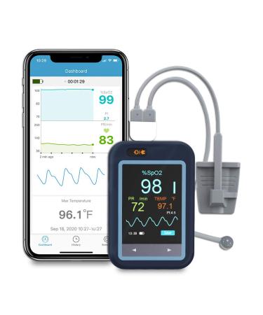 Intelligent pulseximeters for adults and baby hand-held oxygen saturation measuring device for SPO2 HR and body temperature rotatable touchscreen free app & PC software - Buy Online on GoSupps.com