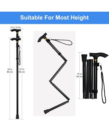 Supregear Folding Walking Stick - Adjustable & Lightweight Collapsible Walking Aid for Elderly Men & Women - Travel Cane in Black - Buy Online on GoSupps.com