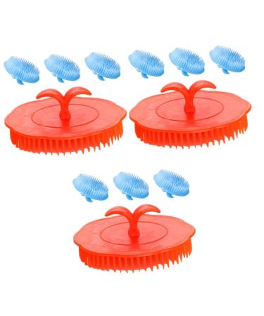 Magiclulu 12 STK massage shampoo brush promoting bleeding reduce stress Silicone head skin head scrubber for washing the hair shampoo brush for the scalp Haard auschbrush care 8x8cmx3pcs Random color x 3 pieces