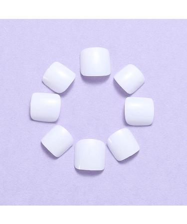 Handcess Square Glossy White False Toe Nails - 24 PCS Full Cover Artificial Stick-On Nail Tips for Women & Girls - Buy Online on GoSupps.com