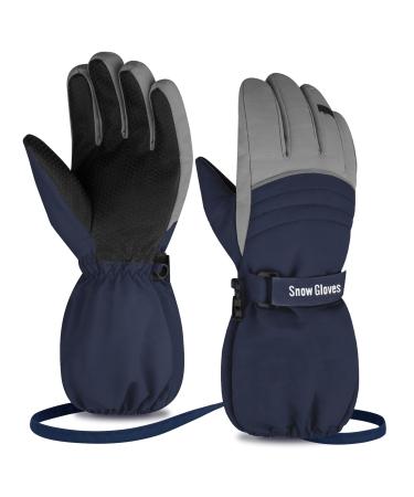 LuvnFun Kids Snow Gloves for Cold Weather Thinsulate Cotton Warm Waterproof Ski Winter Gloves for Boys and Girls B-Blue Kids Medium age 6-8