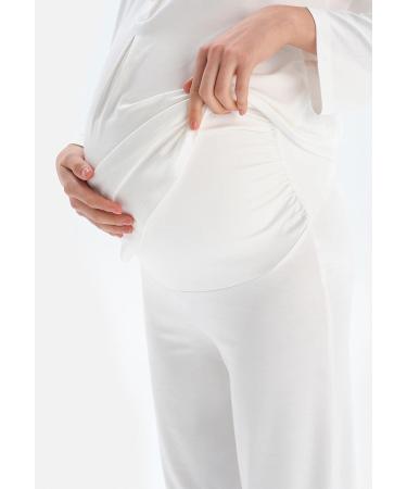 Dagi Women's Viscose Maternity Pyjama Set Ecru 2XL - Comfortable and Stylish Maternity Sleepwear - Buy Online on GoSupps.com