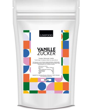 Limfood |200g vanilla sugar vanilla sugar for cooking & baking cakes fine vanilla aroma cane sugar with aromatic vanilla without additives flavored cake desserts fruit salad popcorn