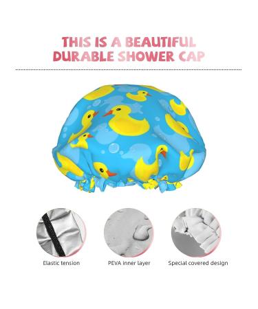 Reusable Double Layer Rubber Duck Shower Cap for Women - Waterproof & Adjustable - Ideal for All Long Hair Lengths - Buy Online on GoSupps.com