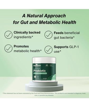 Renutrin - Dual-Acting Prebiotic - Great Source of Fiber - FODMAP Certified Promotes Regularity Gut & Metabolic Health Digestive and Immune Support - Unflavored - 1 Count - 60 Servings - Buy Online on GoSupps.com