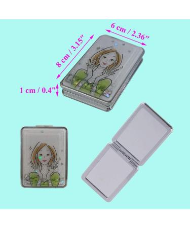 Set of 4 Small Magnifying Makeup Compact Mirrors - 1x/2x Magnification, Portable Handheld Mini Rectangle Pocket Mirrors with Floating Glitters - Perfect Gift for Women and Girls - Buy Online on GoSupps.com