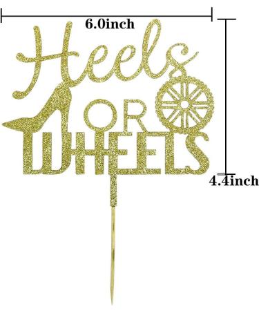 Wheels or Heels Cake Topper Gender Reveal Cake Decoration Boy or Girl Cupcake Toppers Baby Shower Party Decorations (Gold Glitter) - Buy Online on GoSupps.com