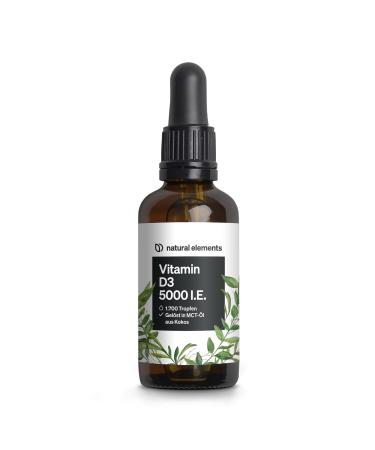 Vitamin D3 - Laboratory tested 5000 IU per drop - 50ml (1700 drops) - In MCT oil from coconut - High dose liquid 5 000 IU - Buy Online on GoSupps.com