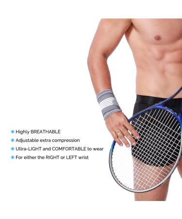 Neotech Care Wrist Band - Adjustable Compression Strap - Elastic & Breathable Fabric - Support Sleeve for Tennis Sports Exercise - Men Women Right or Left - Grey Colour (Size M 1 Unit) M 1 - Buy Online on GoSupps.com