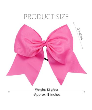 DEEKA 12PCS 8 Large Cheer Hair Bows Ponytail Holder for Teen Girls - Pink Sports Elastic Bands (Pack of 12) - Buy Online on GoSupps.com