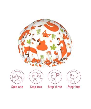Cute Fox Waterproof Luxury Shower Cap for Women - Reusable Fashion Hat with Elastic - Ideal for Long, Short, Curly Hair (Color 10) - Buy Online on GoSupps.com