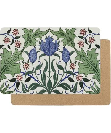 Artish-Cork Placemat - William Morris Floral Wallpaper Design with Tulips - Buy Online on GoSupps.com