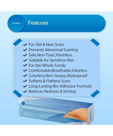 Aroamas Scar Silicone Gel 30g - Soften & Flatten Surgical Scars, Keloids, Stretch Marks - Medical-Grade Clinically Proven Formula - Buy Online on GoSupps.com