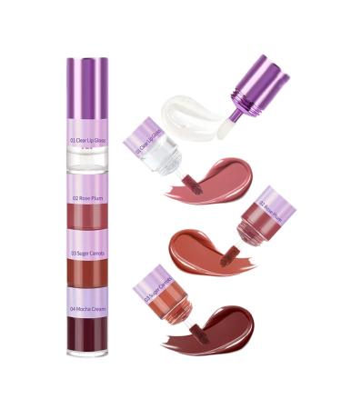 Lip Gloss Set Shimmery Lip Gloss Velvety Lip Tints Plumping Lip Gloss Glossy Lip Look Non-Sticky Lip Gloss 4 Color Lip Gloss Glossy Lip Tints Lip Gloss for Women