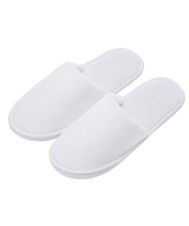 echoapple 5 Pairs of Deluxe Closed Toe White Slippers for Spa, Party Guest, Hotel and Travel (Large, White-5 Pairs) 9.5-12.5 Women/8-11 Men White
