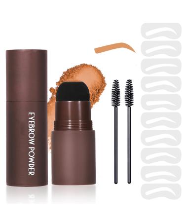 LXZJJM Eye-Brow Stamp Stencil Kit Eyebrow Stamp Stencil Kit Hairline Powder With 10Pcs Reusable Thin & Thick Eyebrow Stencils for Perfect Brows 1.8g(0.06 OZ.) (01 LIGHT BROWN)