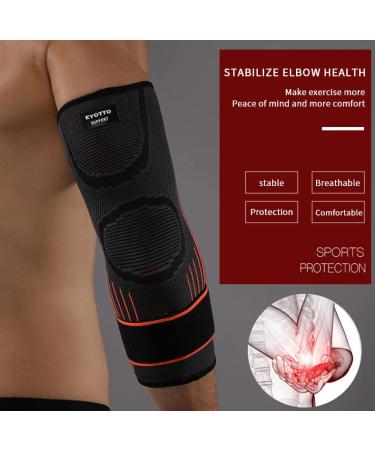 eYotto Elbow Brace Support with Strap(2 PACK) Compression Sleeve Adjustable for Women Men Arm Support for Running Workout Basketball Golf Tennis Weightlifting Pain Relief Tendonitis Arthritis Orange S/M:(For 7.09"-9.45") - Buy Online on GoSupps.com