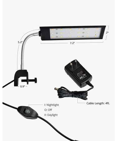 NICREW 7-inch 7W Fish Tank Clip on Light with White and Blue LEDs - Aquarium Clamp Light - Buy Online on GoSupps.com