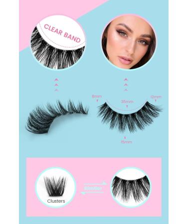 False Eyelashes Clear Band Mink Lashes Fluffy 5D Soft Fake Eyelashes Faux Mink Lashes Natural Look Cat Eye 14MM Fluffy Light Volume Eyelash 10 Pairs  - Buy Online on GoSupps.com