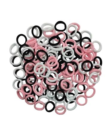 Small Seamless Hair Bands Soft Cotton Hair Ties Baby Girl Ponytail Holders Kids No Damage Hair Accessories Elastic Hair Bobbles Ropes Black White Pink  150PCS