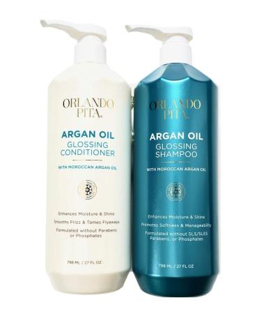 Buy Argan Gloss Hair Shampoo & Conditioner Set - Nourishing & Hydrating (798ml) for Luxurious Hair Care - International Shipping Available - Buy Online on GoSupps.com