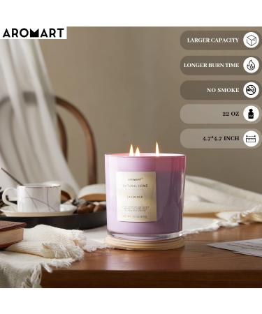 Buy 3 Wick Large Lavender Aromatherapy Candles - 22 Oz Soy Candles with 8% Essential Oils Long Burning Home Fragrance Gifts for Men & Women - International Shipping Available - Buy Online on GoSupps.com