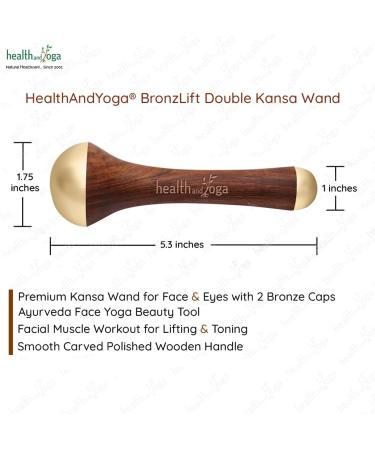 HealthAndYoga BronzLift Kansa Wand - Ayurvedic Face Yoga Tool for Toning Sculpting & Uplifting | Dual Bronze Cap Massage for Facial Neck & Under-eye - Buy Online on GoSupps.com