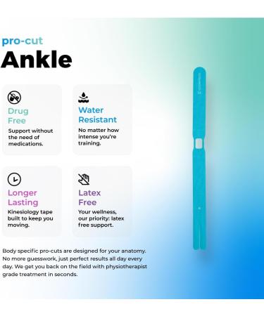 Spidertech Pre-Cut Cotton Kinesiology Tape for Ankle Support - Pain Relief for Athletes & Physiotherapists - Blue 4 Pack - International Shipping Available - Buy Online on GoSupps.com