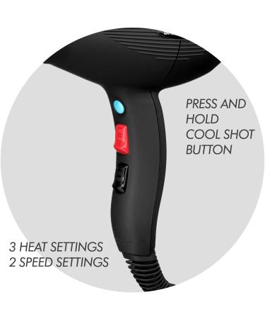 Sam Villa Lightweight Ionic Hair Dryer - Professional Quiet Variable Speed & Temperature - Black Matte Soft Touch - Buy Online on GoSupps.com